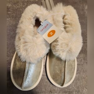 Faux Fur Slippers. Cat & Jack. Girls Size 2